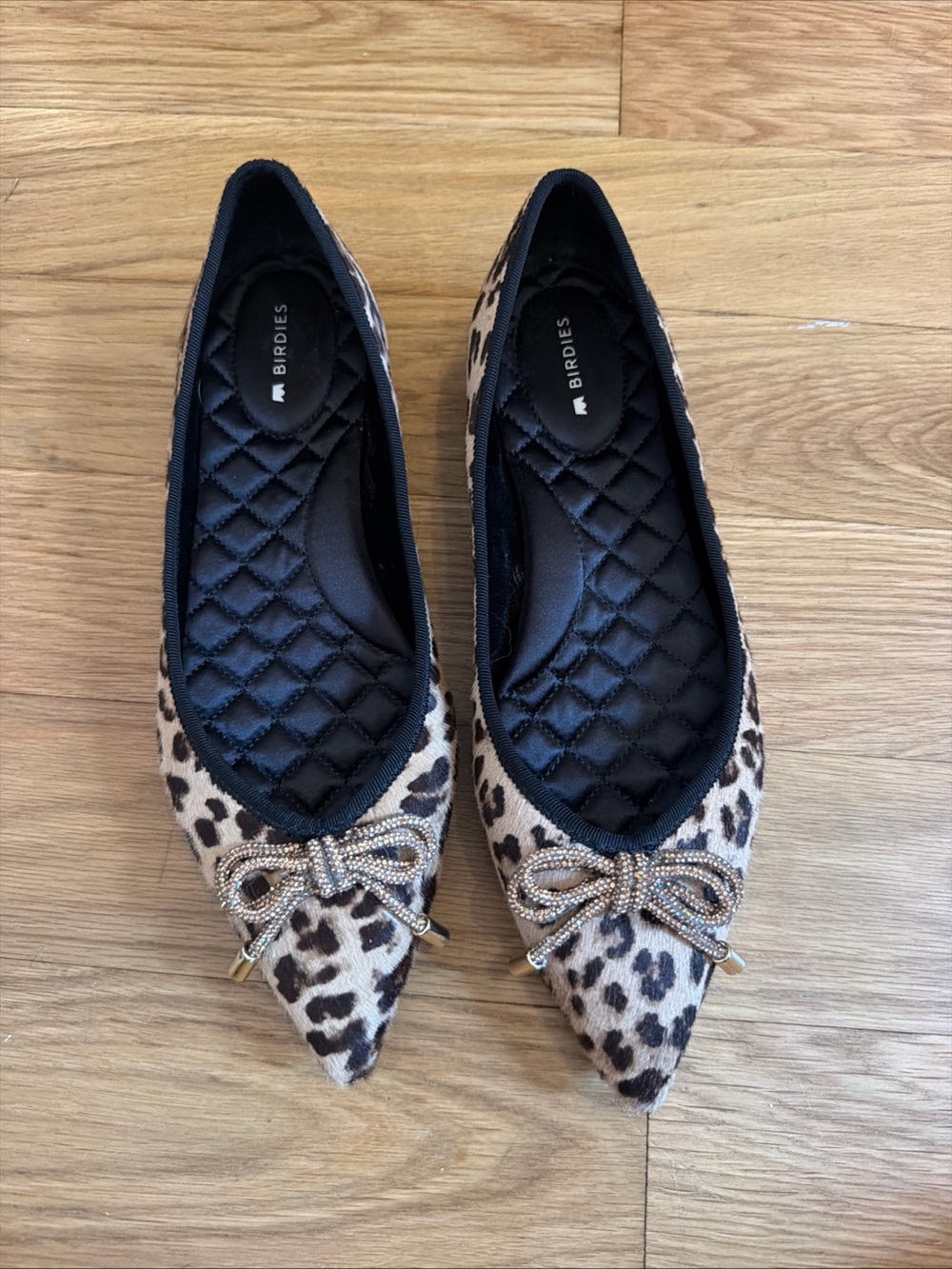 Birdies Goldfinch Genuine Calf Hair Pointed Toe Flat 6.5 leopard print